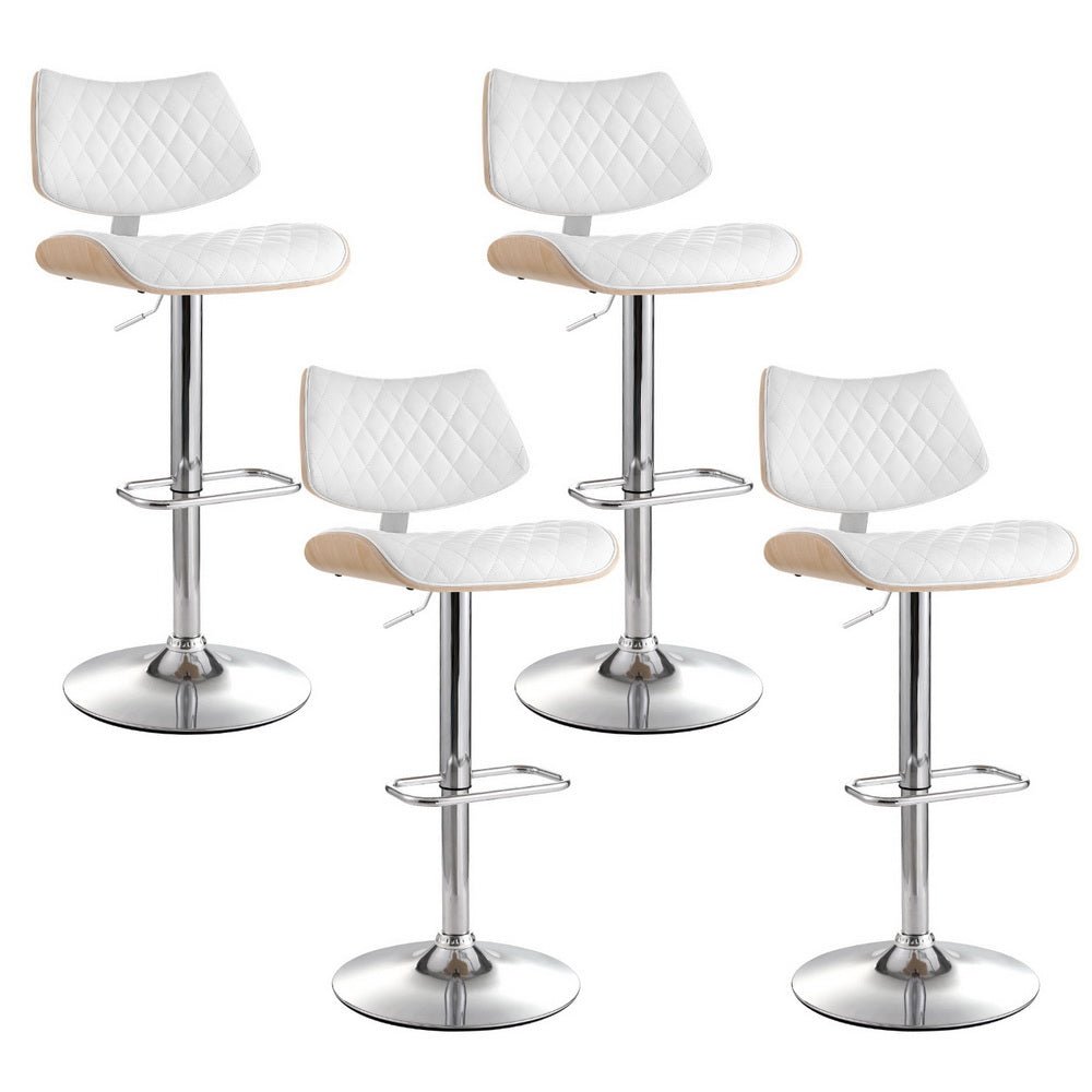 Quivelle PU Leather Swivel Bar Stools – Set of 4 (White) - OZ Home Deals