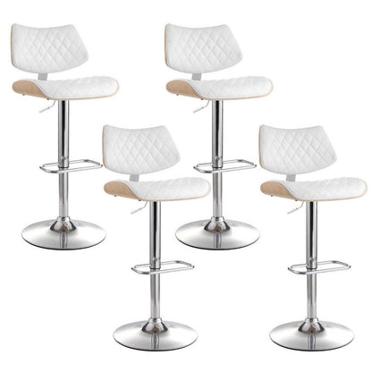 Quivelle PU Leather Swivel Bar Stools – Set of 4 (White) - OZ Home Deals