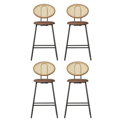 Rayeon Rattan Fabric Bar Stools – Set of 4 (Brown) - OZ Home Deals