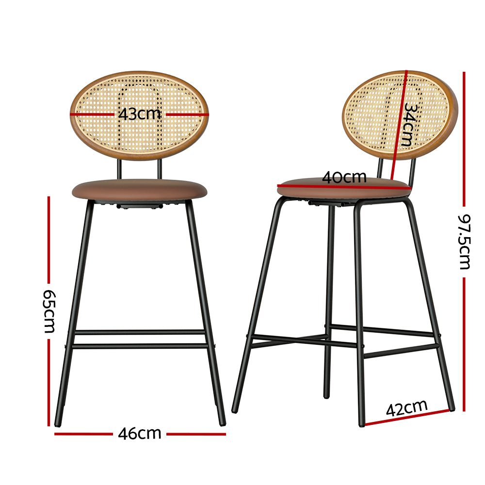 Rayeon Rattan Fabric Bar Stools – Set of 4 (Brown) - OZ Home Deals