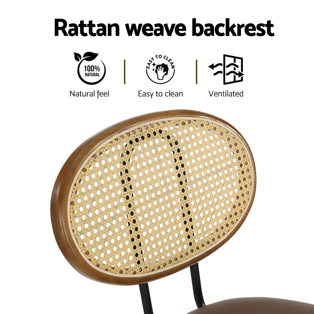Rayeon Rattan Fabric Bar Stools – Set of 4 (Brown) - OZ Home Deals