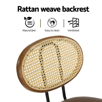 Rayeon Rattan Fabric Bar Stools – Set of 4 (Brown) - OZ Home Deals