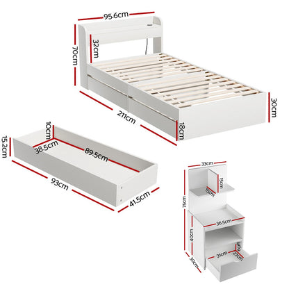 SereneAura Bedroom Set – Bed Frame + Bedside Drawer - OZ Home Deals