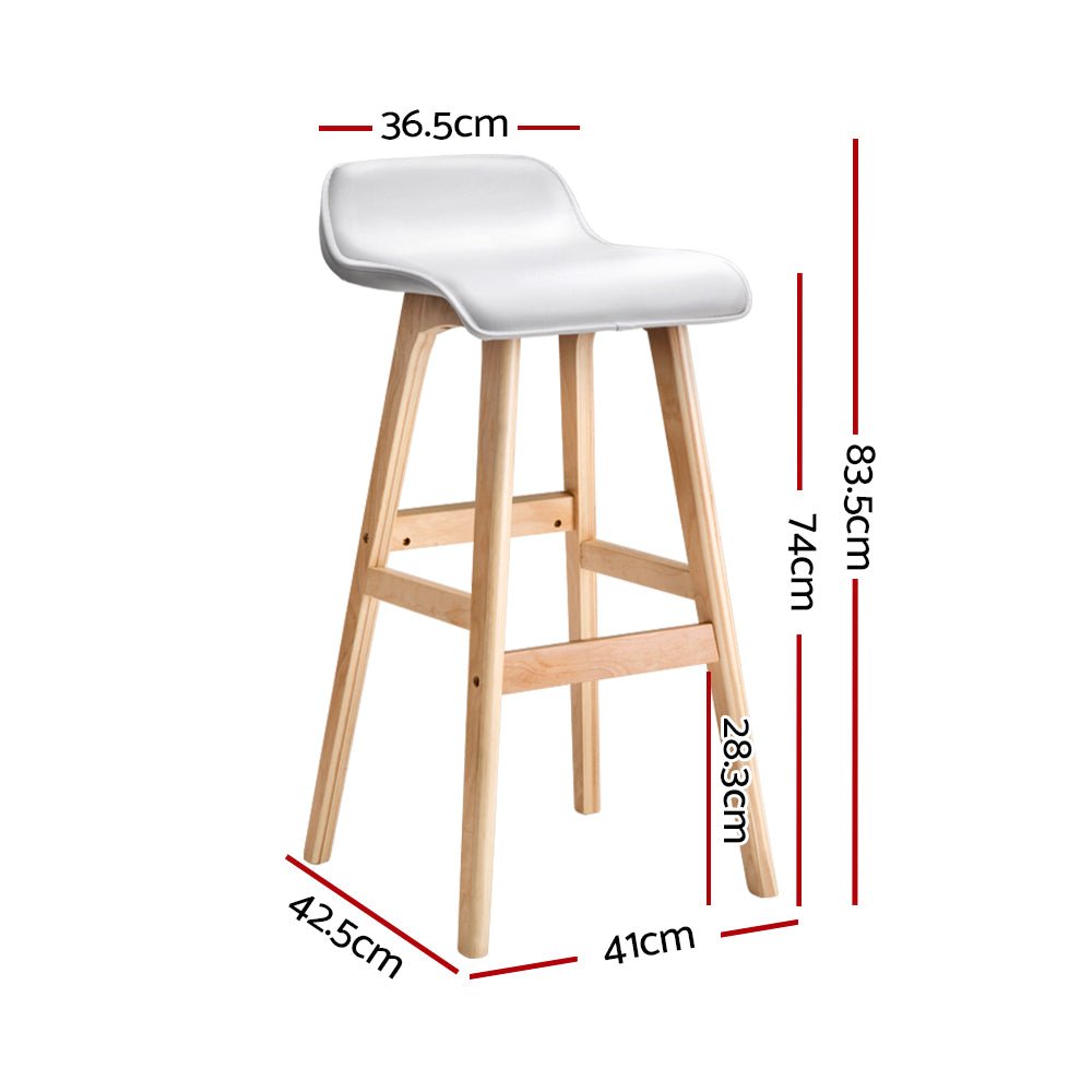 Silvara PU Leather Bentwood Bar Stools – Set of 4 (White) - OZ Home Deals