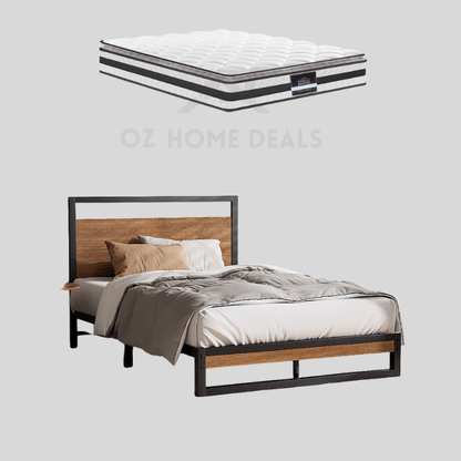 Single Package – Dane Bed Frame + Coastline Pillow Top Mattress - OZ Home Deals