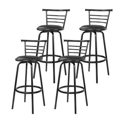 SpinEase PU Leather Swivel Bar Stools – Set of 4 (Black) - OZ Home Deals