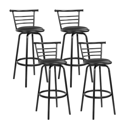 SpinEase PU Leather Swivel Bar Stools – Set of 4 (Black) - OZ Home Deals