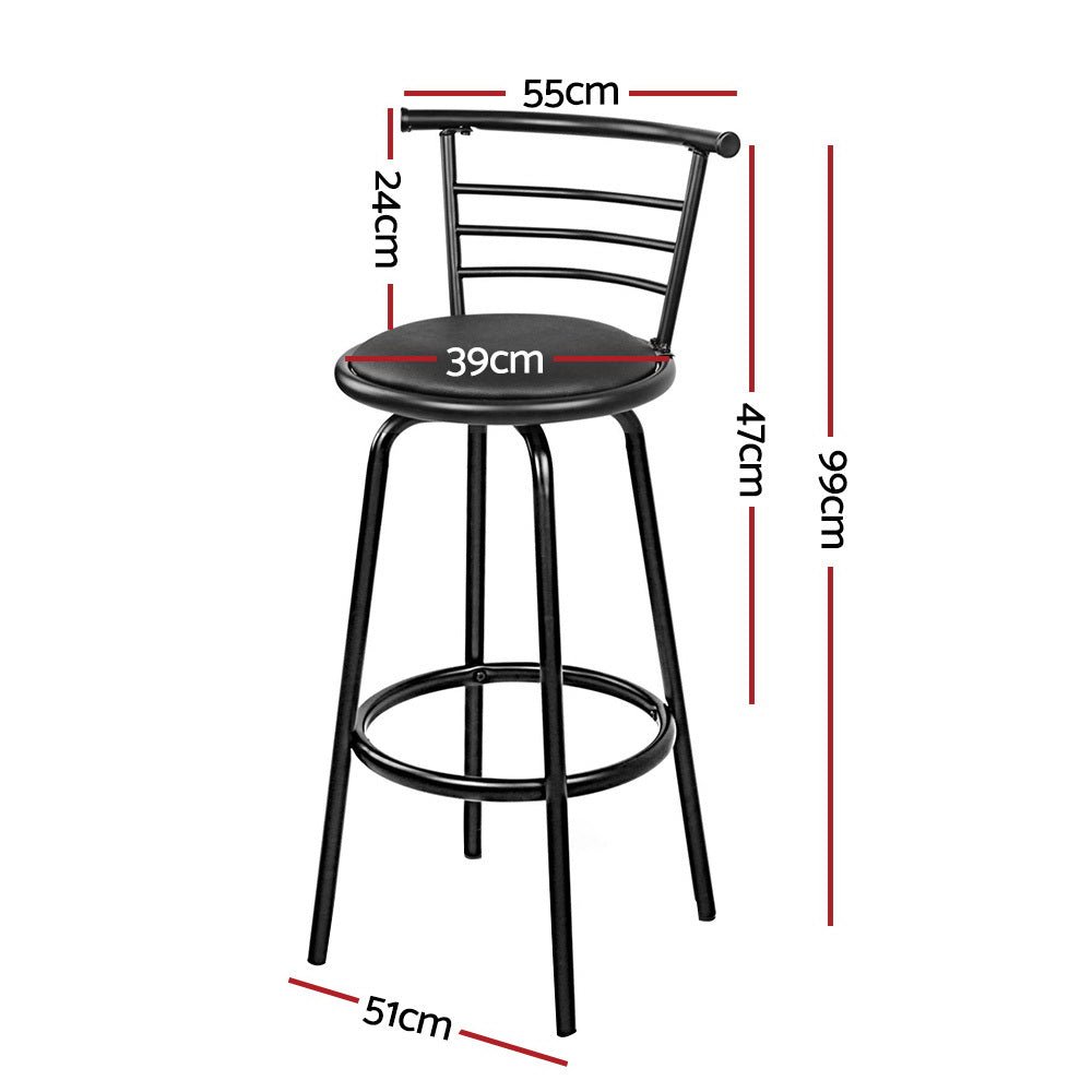 SpinEase PU Leather Swivel Bar Stools – Set of 4 (Black) - OZ Home Deals