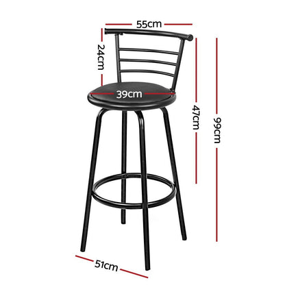 SpinEase PU Leather Swivel Bar Stools – Set of 4 (Black) - OZ Home Deals