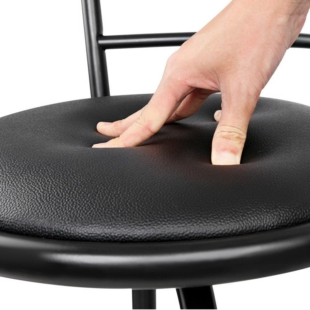SpinEase PU Leather Swivel Bar Stools – Set of 4 (Black) - OZ Home Deals