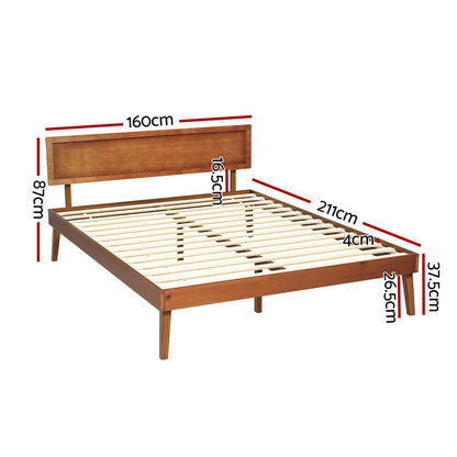 Splay Queen Pine Bed Frame – Walnut - OZ Home Deals