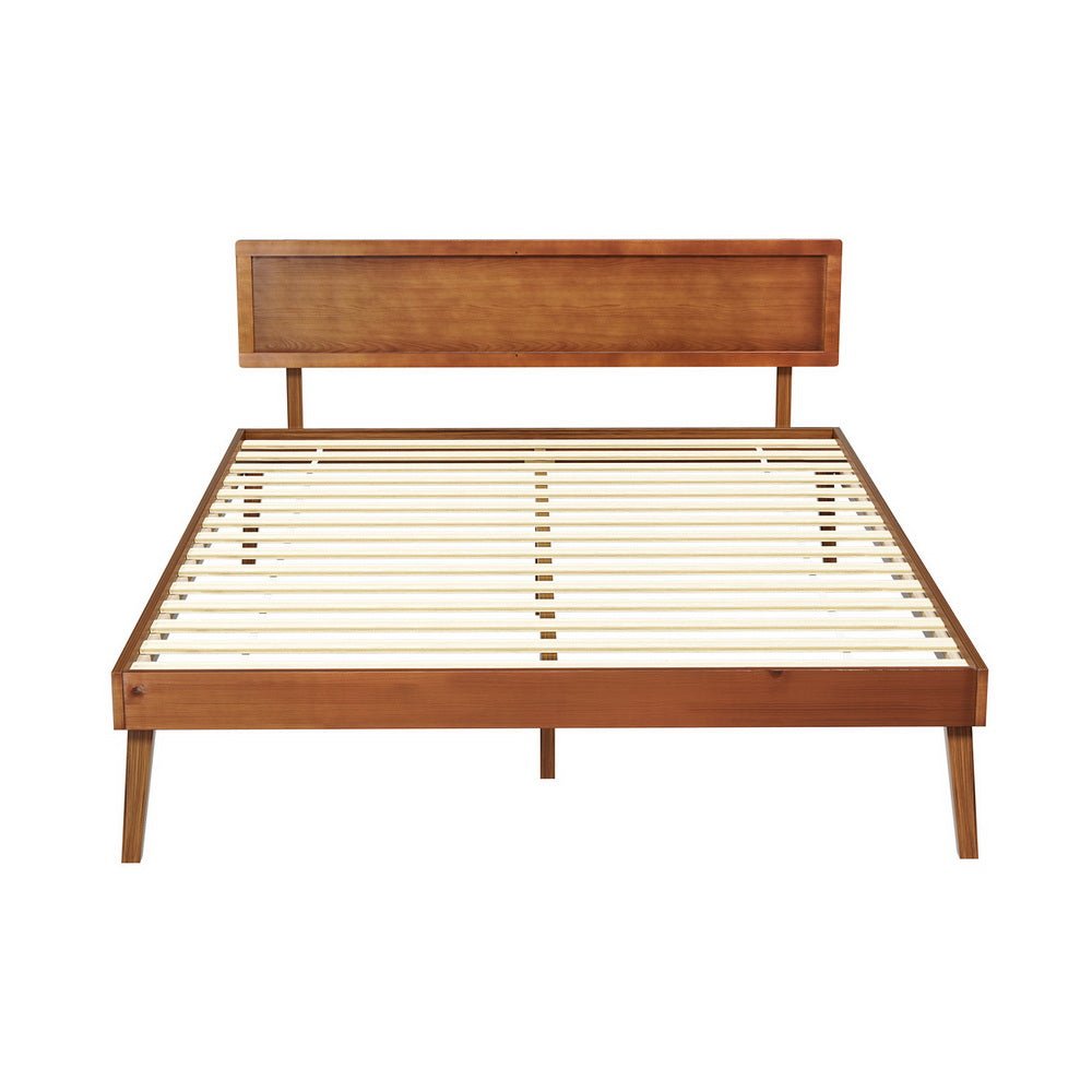 Splay Queen Pine Bed Frame – Walnut - OZ Home Deals