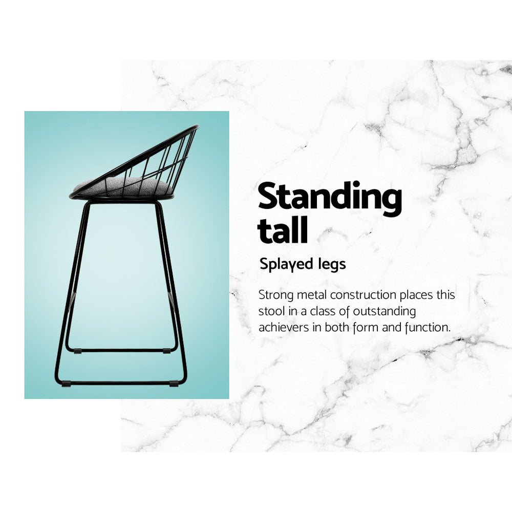 Steelo Luxe Faux Linen Bar Stools – Set of 4 (Black) - OZ Home Deals