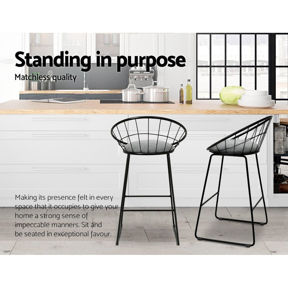 Steelo Luxe Faux Linen Bar Stools – Set of 4 (Black) - OZ Home Deals