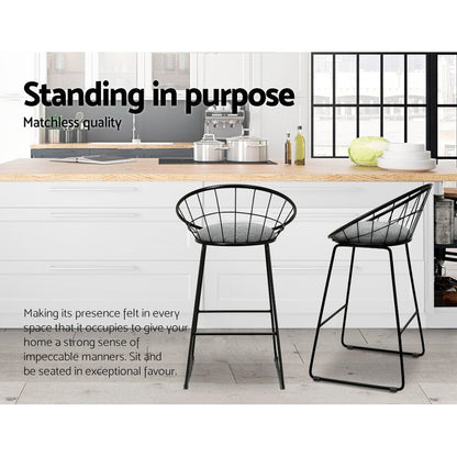 Steelo Luxe Faux Linen Bar Stools – Set of 4 (Black) - OZ Home Deals