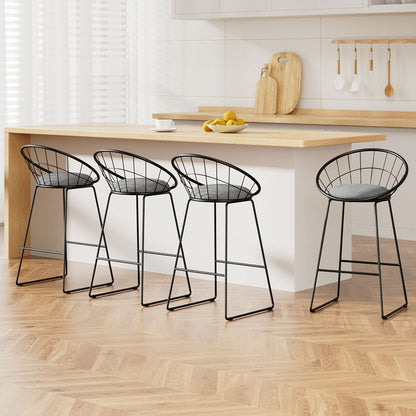 Steelo Luxe Faux Linen Bar Stools – Set of 4 (Black) - OZ Home Deals