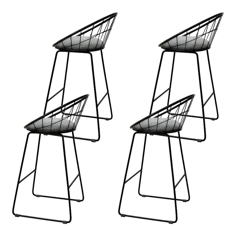 Steelo Luxe Faux Linen Bar Stools – Set of 4 (Black) - OZ Home Deals