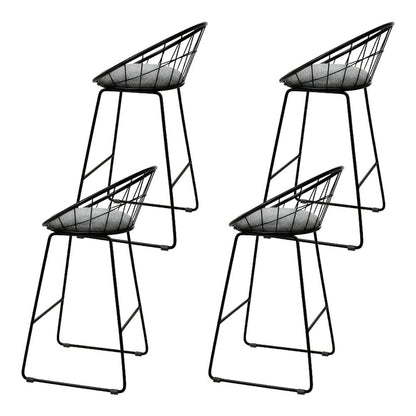 Steelo Luxe Faux Linen Bar Stools – Set of 4 (Black) - OZ Home Deals