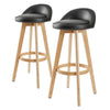 Sunset 2-Piece Wooden Bar Stools – Black PVC Leather, 72cm - OZ Home Deals