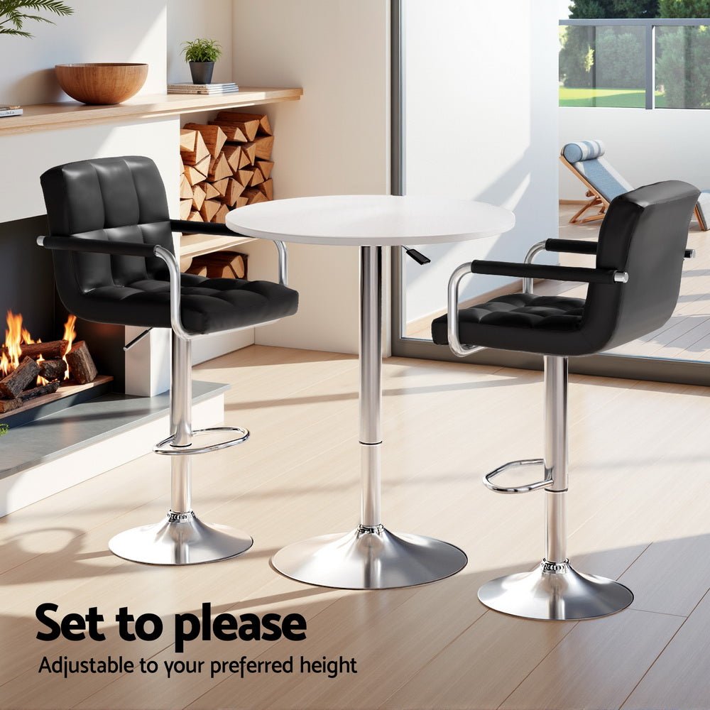 Sunshine 3-Piece Swivel Bar Table & Stools Set – White & Black - OZ Home Deals