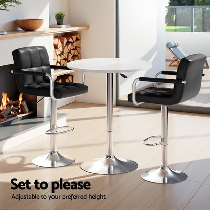 Sunshine 3-Piece Swivel Bar Table & Stools Set – White & Black - OZ Home Deals