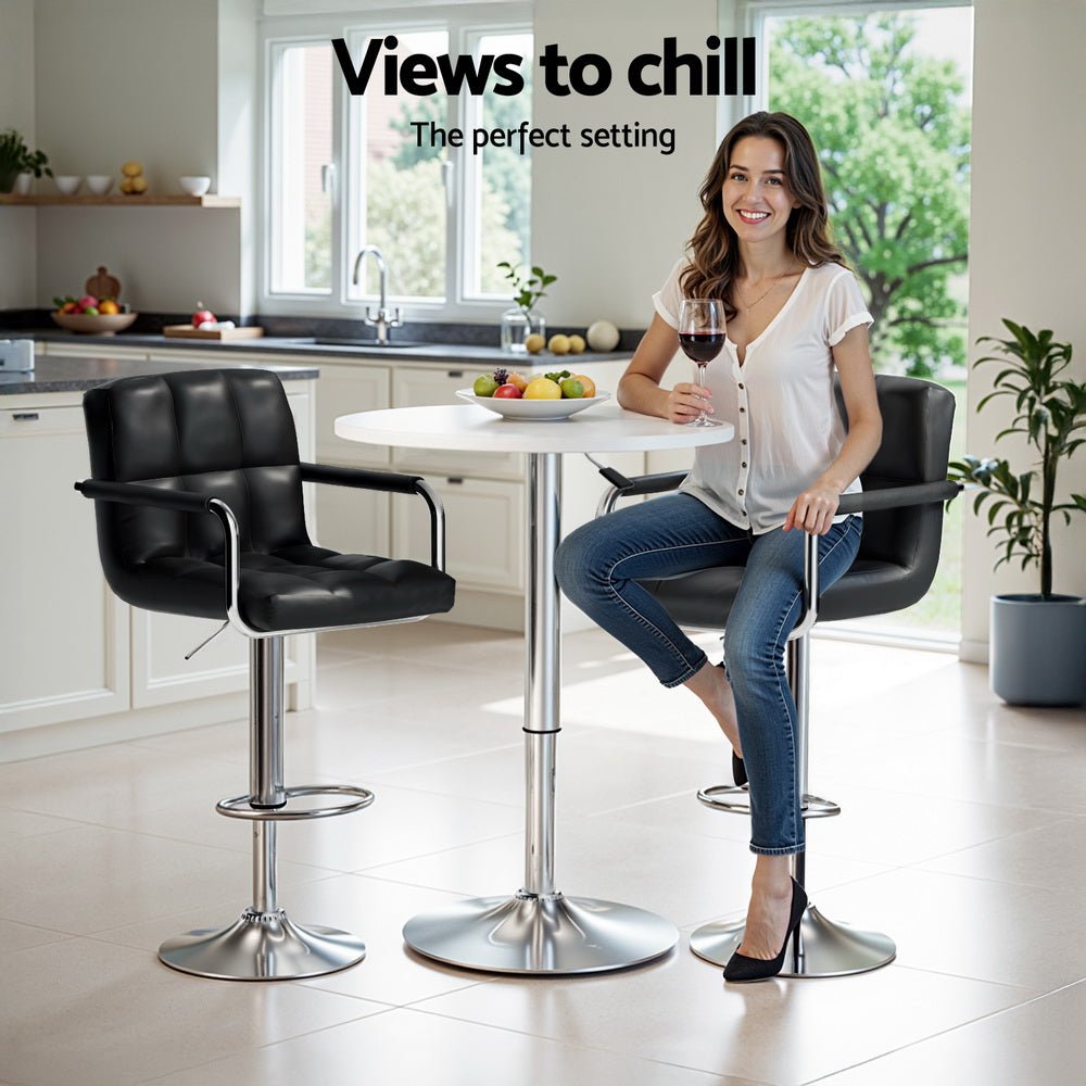 Sunshine 3-Piece Swivel Bar Table & Stools Set – White & Black - OZ Home Deals