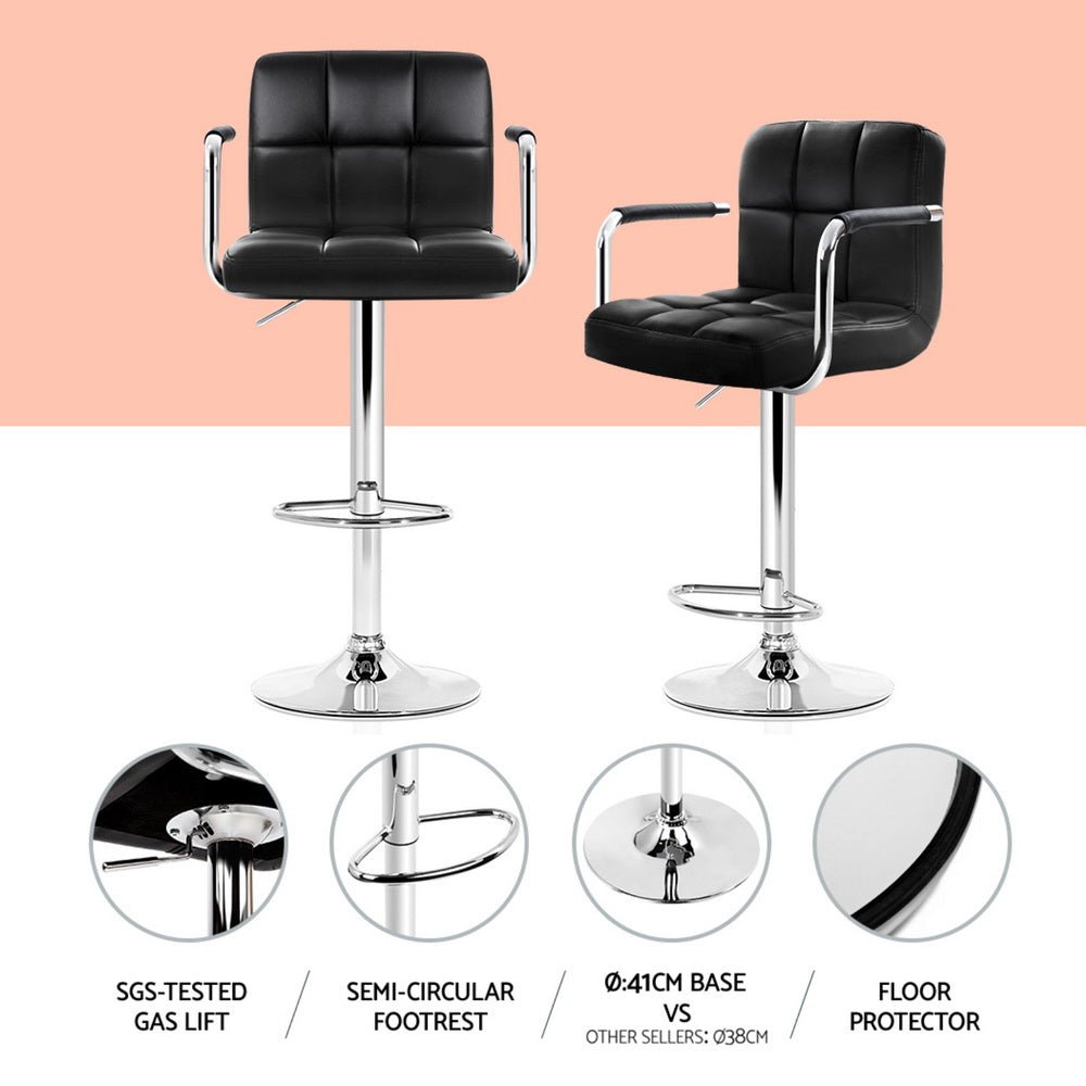 Sunshine 3-Piece Swivel Bar Table & Stools Set – White & Black - OZ Home Deals