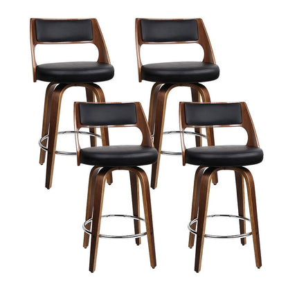 TimberLux PU Leather Bar Stools – Set of 4 (Black) - OZ Home Deals