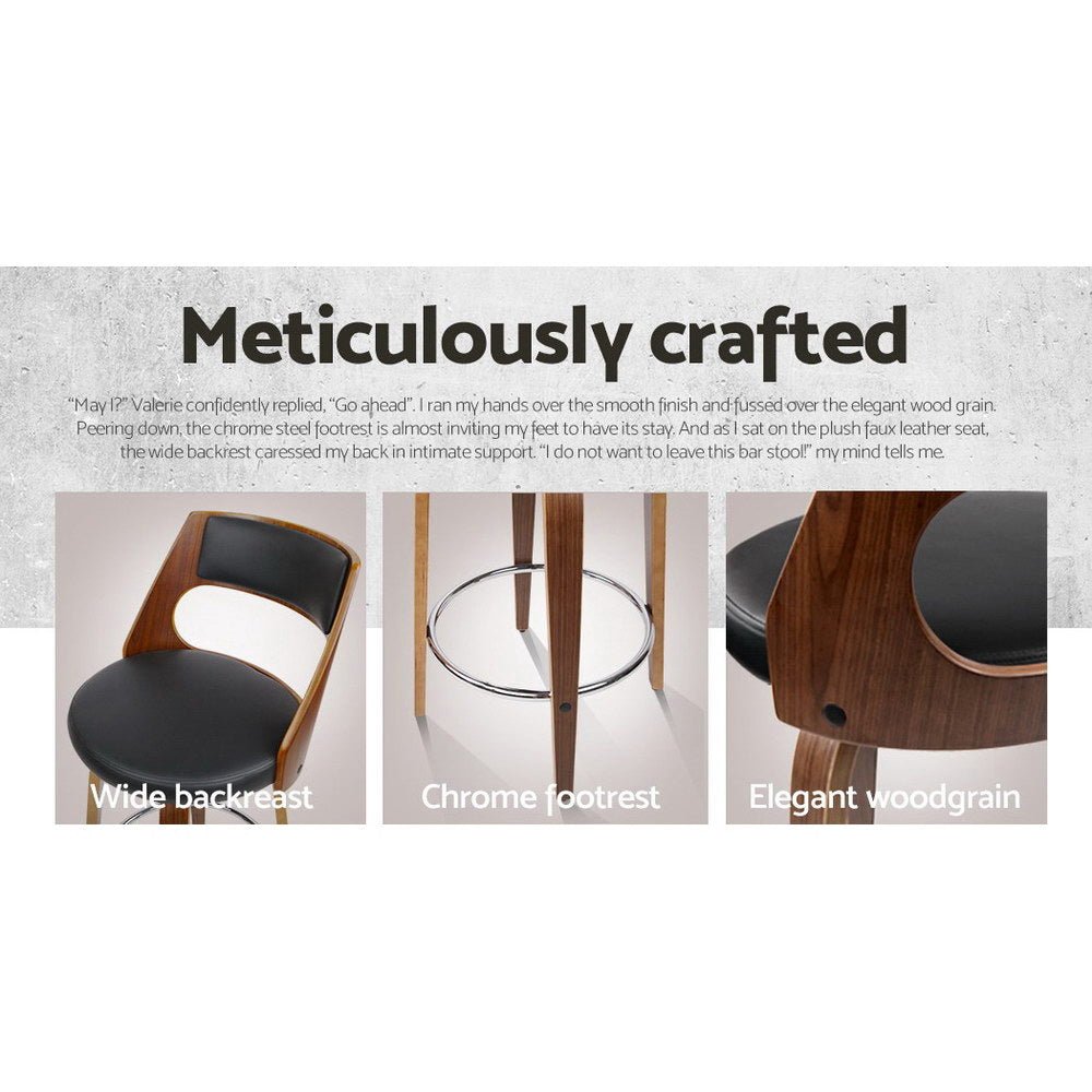 TimberLux PU Leather Bar Stools – Set of 4 (Black) - OZ Home Deals