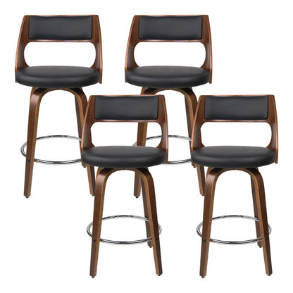 TimberLux PU Leather Bar Stools – Set of 4 (Black) - OZ Home Deals