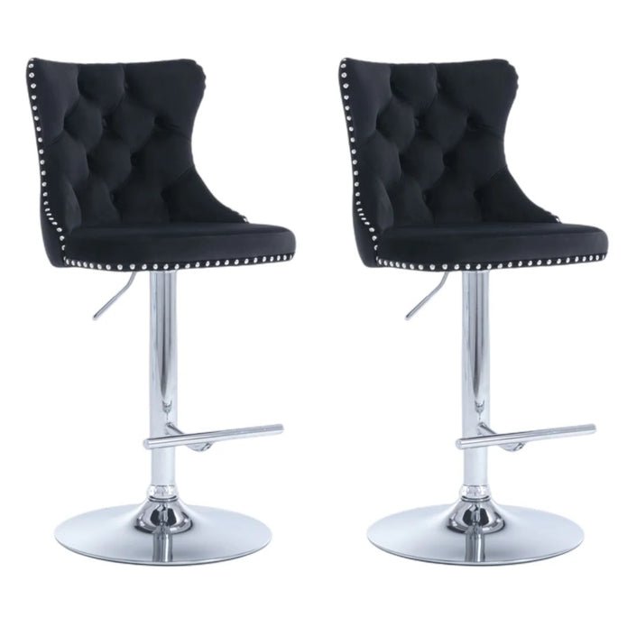 Townhall Velvet Adjustable Bar Stools – Set of 2 - OZ Home Deals