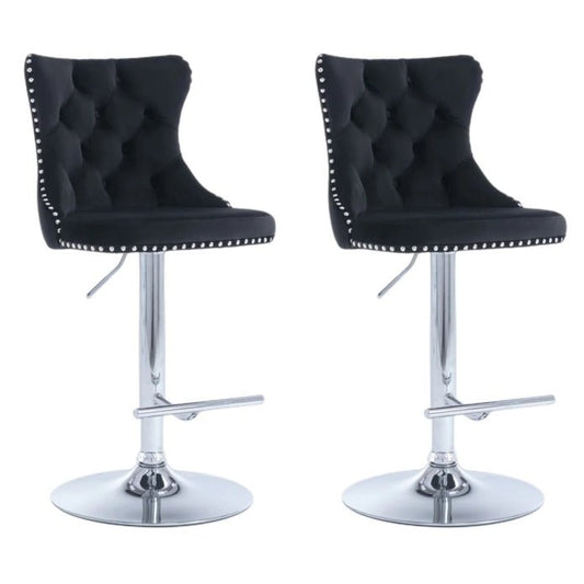 Townhall Velvet Adjustable Bar Stools – Set of 2 - OZ Home Deals