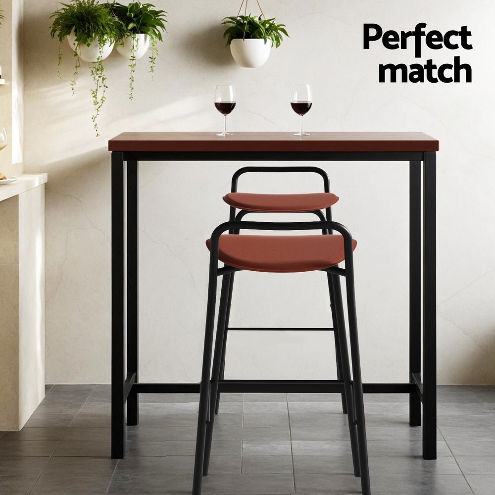 Tully Industrial Bar Table & Stools Set – Brown & Black - OZ Home Deals