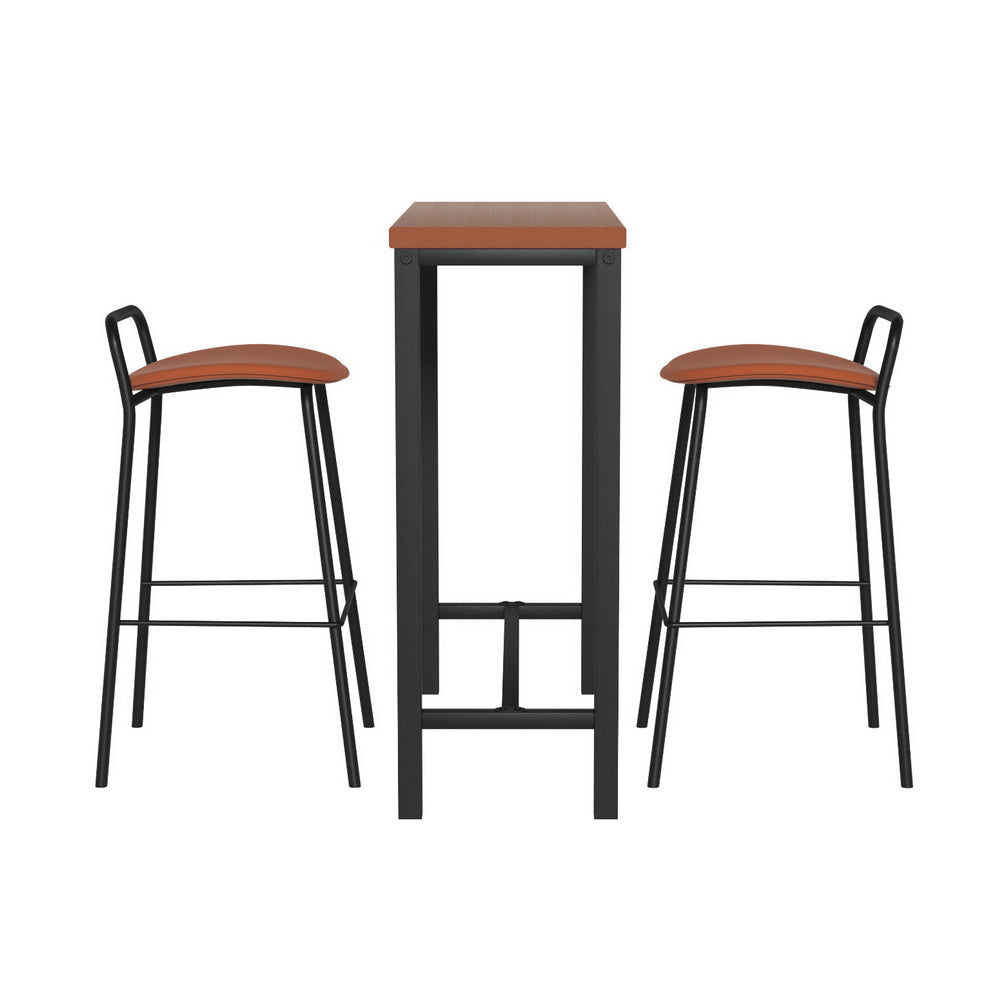 Tully Industrial Bar Table & Stools Set – Brown & Black - OZ Home Deals