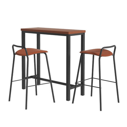 Tully Industrial Bar Table & Stools Set – Brown & Black - OZ Home Deals