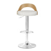 Uluru Adjustable PU Leather Bar Stools – White Bentwood, 2 Pack - OZ Home Deals