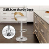 Uluru Adjustable PU Leather Bar Stools – White Bentwood, 2 Pack - OZ Home Deals