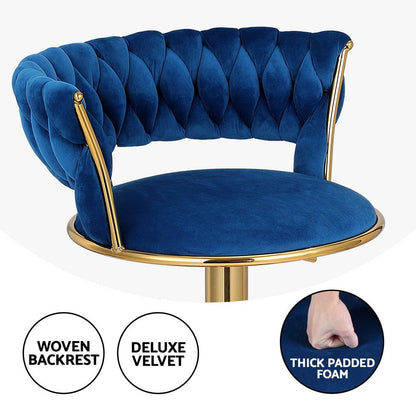 Veloria Velvet Swivel Bar Stools – Set of 4 (Navy) - OZ Home Deals