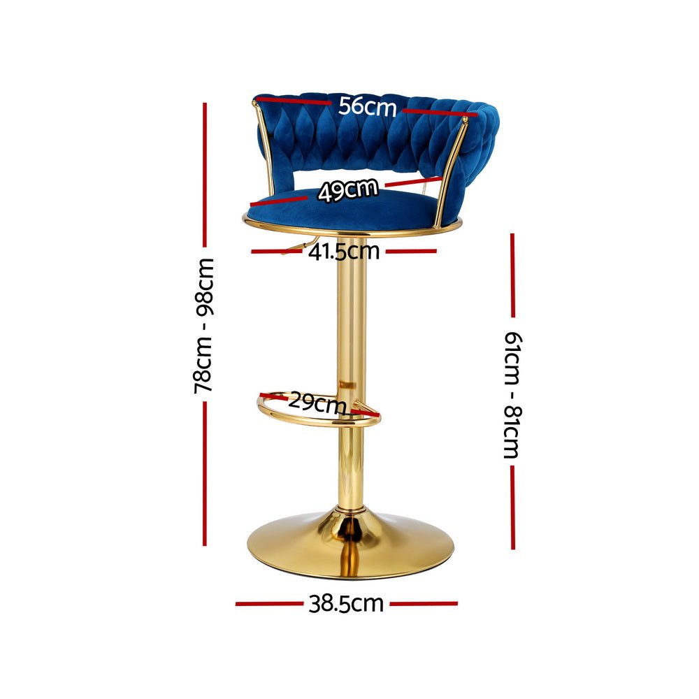 Veloria Velvet Swivel Bar Stools – Set of 4 (Navy) - OZ Home Deals