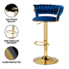 Veloria Velvet Swivel Bar Stools – Set of 4 (Navy) - OZ Home Deals