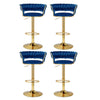 Veloria Velvet Swivel Bar Stools – Set of 4 (Navy) - OZ Home Deals