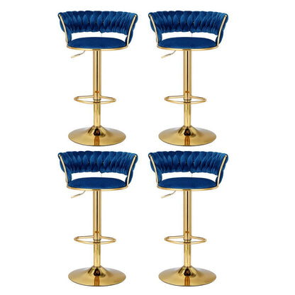 Veloria Velvet Swivel Bar Stools – Set of 4 (Navy) - OZ Home Deals
