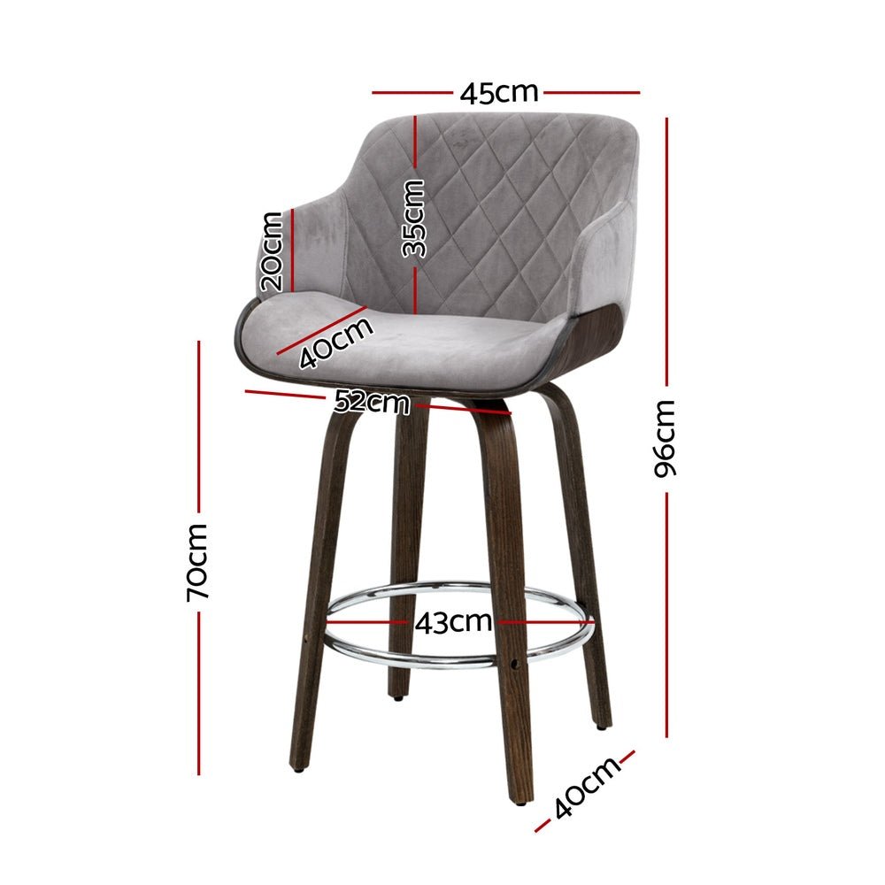 Velvet Bar Stools – Set of 4 (Grey) - OZ Home Deals