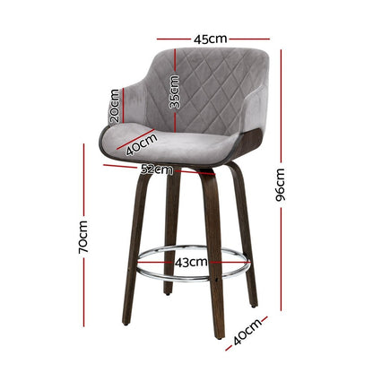 Velvet Bar Stools – Set of 4 (Grey) - OZ Home Deals