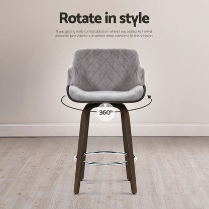 Velvet Bar Stools – Set of 4 (Grey) - OZ Home Deals