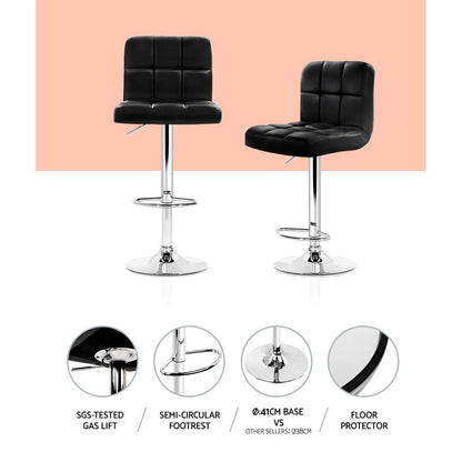 Verona PU Leather Bar Stools – Set of 4 (Black) - OZ Home Deals