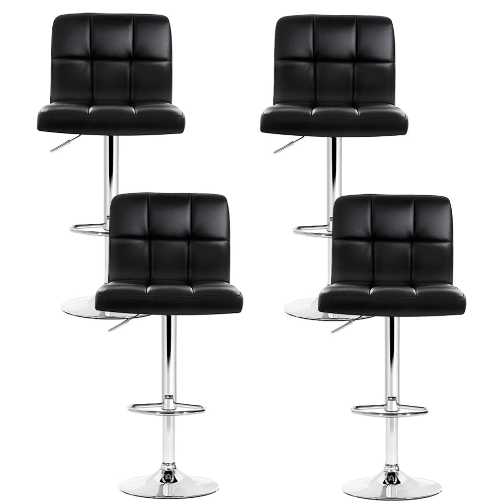 Verona PU Leather Bar Stools – Set of 4 (Black) - OZ Home Deals