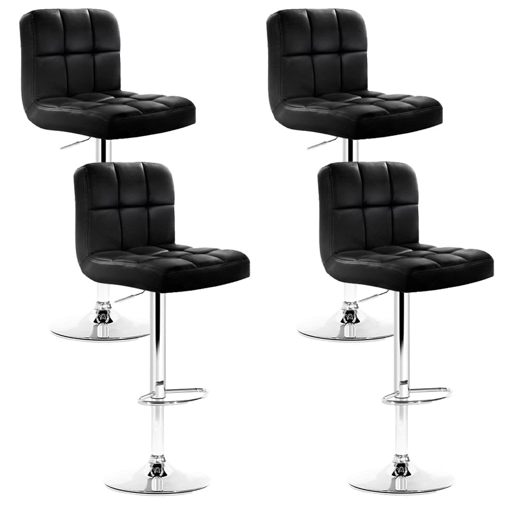 Verona PU Leather Bar Stools – Set of 4 (Black) - OZ Home Deals