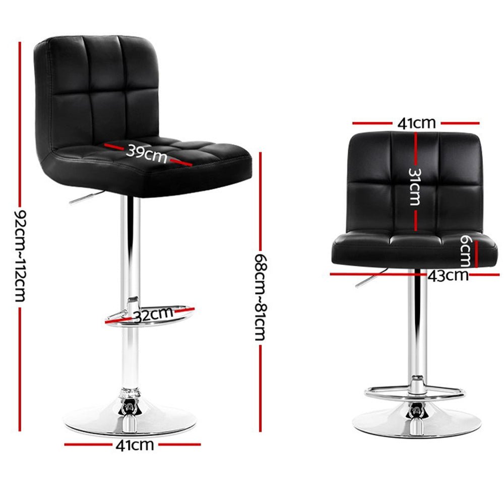 Verona PU Leather Bar Stools – Set of 4 (Black) - OZ Home Deals