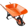 Single wheel garden wheelbarrow cart with large tray and wooden handles